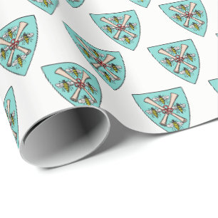 Papel De Regalo Heráldica Vintage 4 Abejas Rollos en Escudo Cresta