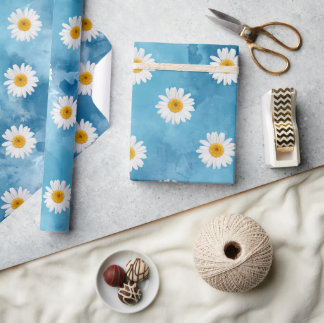 Papel De Regalo Hermosa acuarela Daisy Wrapy Paper