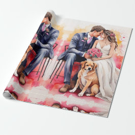 Papel De Regalo Hermosa acuarela de pareja de bodas