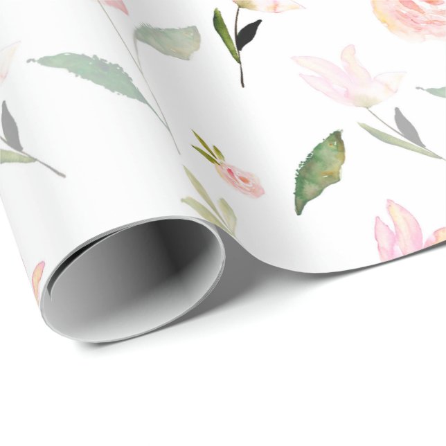 Papel De Regalo Hermosa acuarela floral (Esquina del rollo)