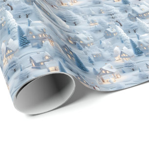 Papel De Regalo Hermosa aldea de Navidades festivos en 3D