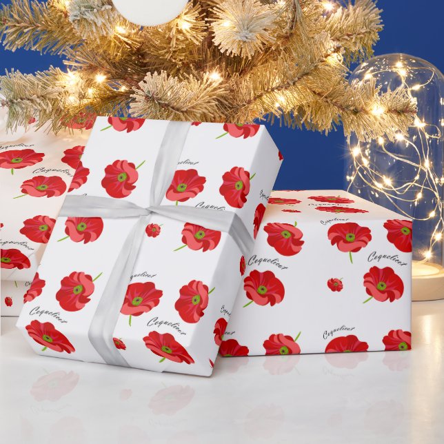 Papel De Regalo Hermosa amapola roja (Vacaciones)