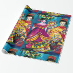 PAPEL DE REGALO HERMOSA ANTIGÜEDAD DOLLS AND CHRISTMAS ORNAMENTES<br><div class="desc">Muñecas coloridas y extravagantes con adornos navideños,  pintura acuarela de Bulgan Lumini (c).</div>