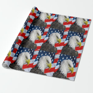 Papel De Regalo Hermosa cabeza de águila calva y bandera estadouni