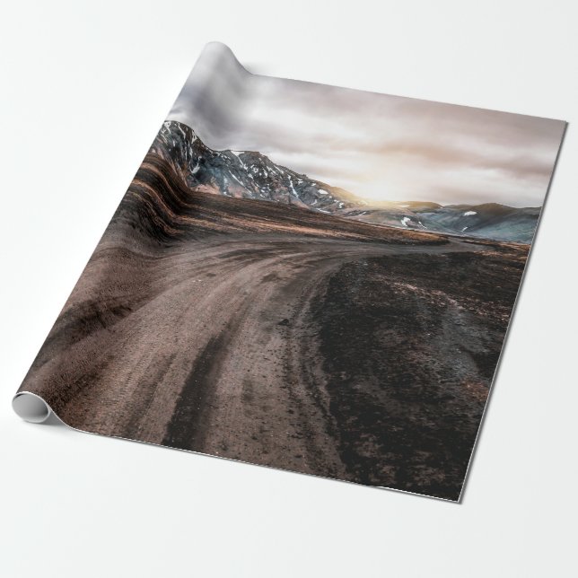 Papel De Regalo Hermosa carretera de polvo de grava Landmanalaugar (Desenrollado)