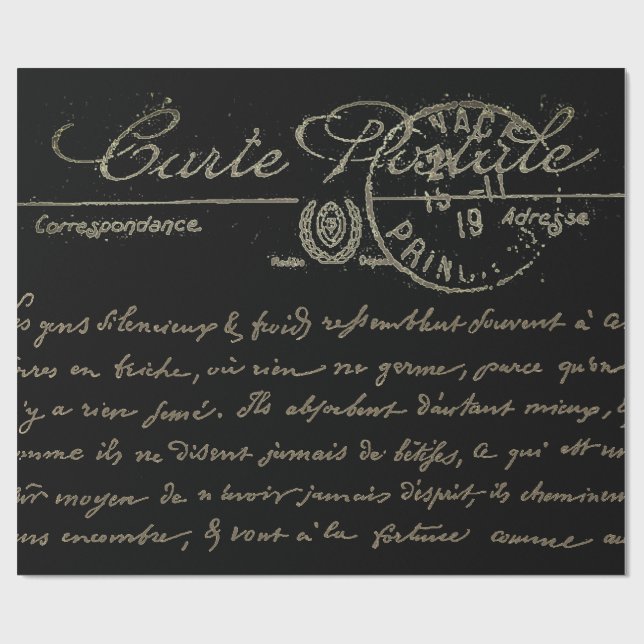 Papel De Regalo Hermosa Carte Postale letra francesa (Superficie plana)