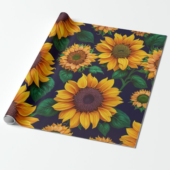 Papel De Regalo Hermosa colección de girasoles de moda (Desenrollado)