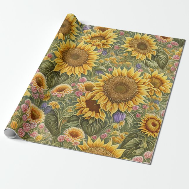 Papel De Regalo Hermosa colección de moda de girasol (Desenrollado)
