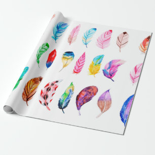 Papel De Regalo Hermosa colección de plumas acuarelas