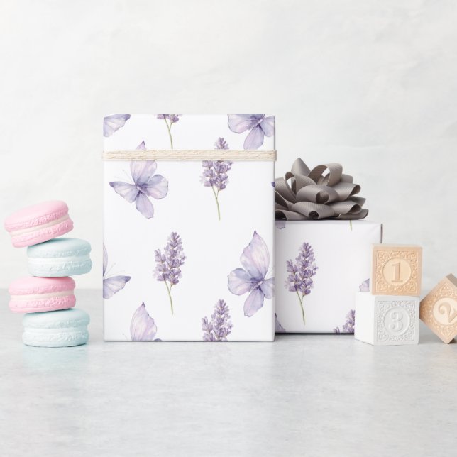 Papel De Regalo Hermosa Ducha de Bebé de Mariposas con Flores de L (Baby Shower)