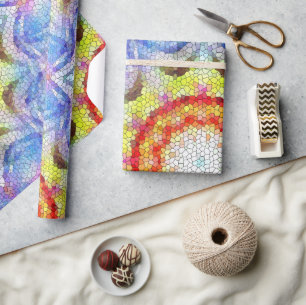 Papel De Regalo Hermosa flor azul mosaico brillante