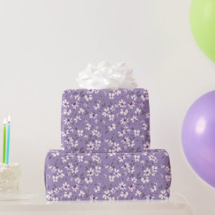 Papel De Regalo hermosa flor blanca y púrpura minúscula con fondo 