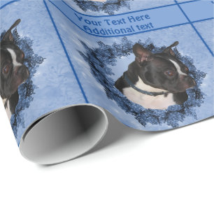 Papel De Regalo Hermosa flor de perro de Boston Personalizada