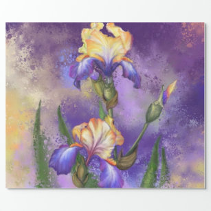 Papel De Regalo Hermosa Flor Iris - Pintura de arte mezclado