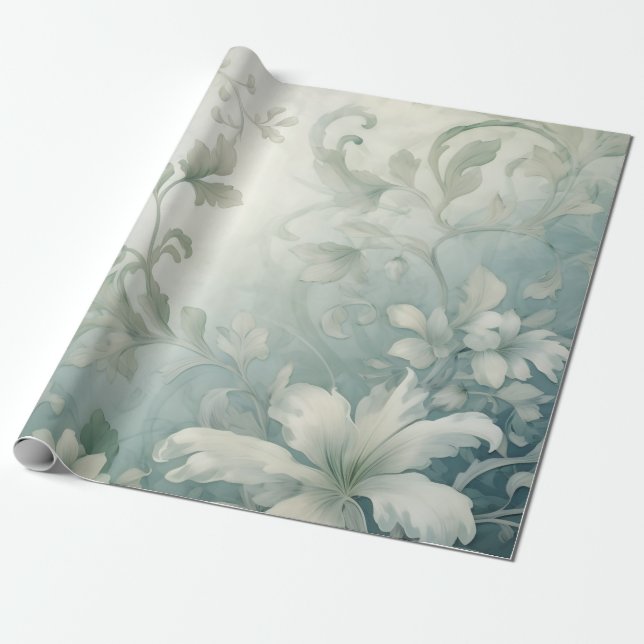Papel De Regalo Hermosa Flora Blanca (Desenrollado)