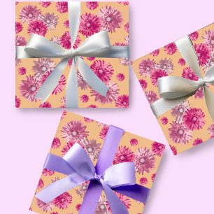 Papel De Regalo Hermosa Gerbera Daisy Floral Rosa