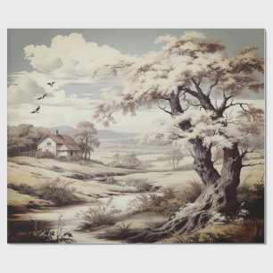 Papel De Regalo Hermosa granja rural Toile de Jouy