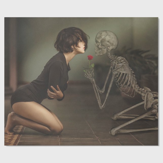 Papel De Regalo Hermosa joven mujer y esqueleto (Superficie plana)