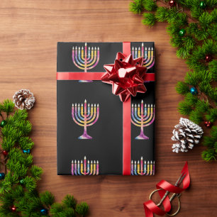 Papel De Regalo Hermosa Menorá de Hanukkah Vintage Feliz Hanukkah
