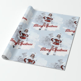 Papel De Regalo Hermosa mujer Navidad por la nieve de invierno