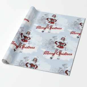 Papel De Regalo Hermosa mujer Navidad por la nieve de invierno