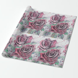 Papel De Regalo Hermosa pintura rosa rojo y color de agua tinta