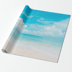 Papel De Regalo Hermosa playa tropical con cielo azul y c blanco