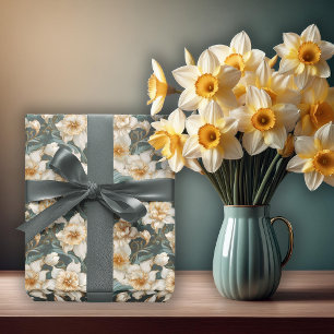 Papel De Regalo Hermosa Primavera Barroco Daffodils Patrón Floral