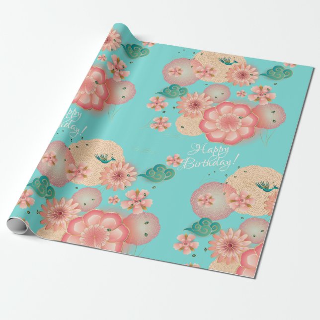 Papel De Regalo Hermosa primavera Flores de arena Jardín Decorativ (Desenrollado)