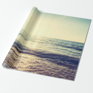 Papel De Regalo Hermosa puesta de sol con mar y playa - Vintage y