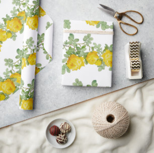 Papel De Regalo Hermosa Rosa Boda Amarillo