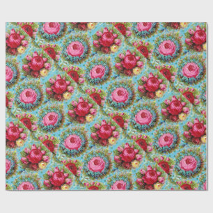 PAPEL DE REGALO HERMOSA ROSA ROJA ROJA AMARILLA EN AZUL