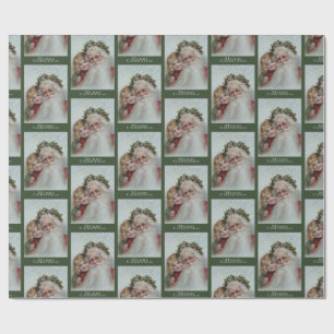 Papel De Regalo Hermosa Santa y Pequeña Niña Navidades