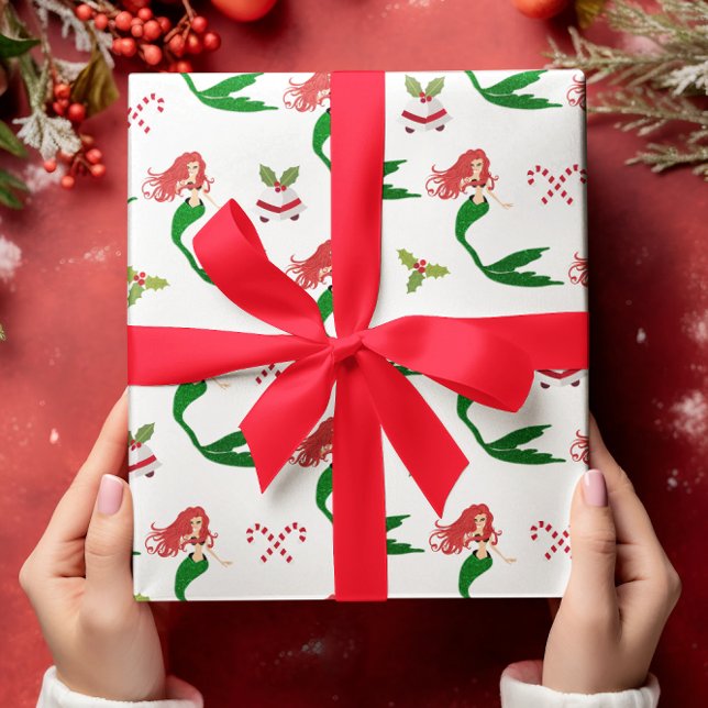 Papel De Regalo Hermosa sirena de Navidades de Purpurinas verdes r (Subido por el creador)