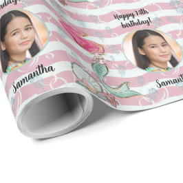 Papel De Regalo Hermosa sirena de texto de foto Personalizado bajo