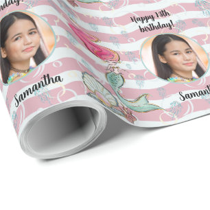Papel De Regalo Hermosa sirena de texto de foto Personalizado bajo