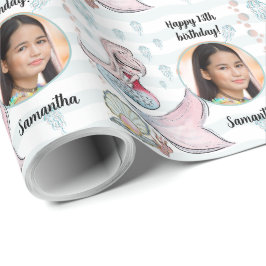 Papel De Regalo Hermosa sirena de texto de foto Personalizado bajo