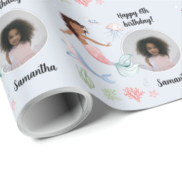 Papel De Regalo Hermosa sirena de texto de foto Personalizado bajo