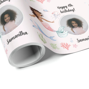 Papel De Regalo Hermosa sirena de texto de foto Personalizado bajo