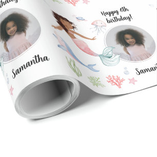 Papel De Regalo Hermosa sirena de texto de foto Personalizado bajo