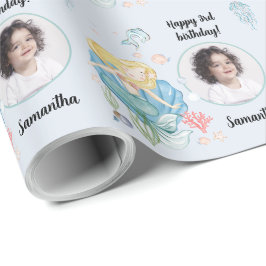 Papel De Regalo Hermosa sirena de texto de foto Personalizado bajo