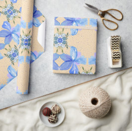 Papel De Regalo Hermosas flores azules