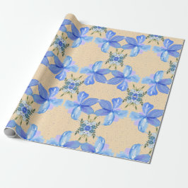 Papel De Regalo Hermosas flores azules
