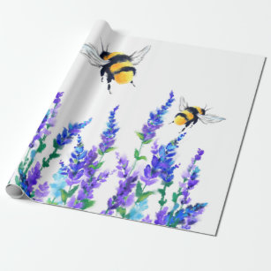 Papel De Regalo Hermosas flores de primavera y abejas volando - Di