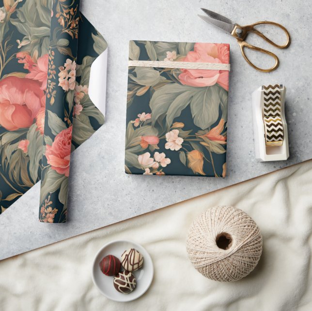 Papel De Regalo Hermosas flores de Rosa floral (Artesanía)