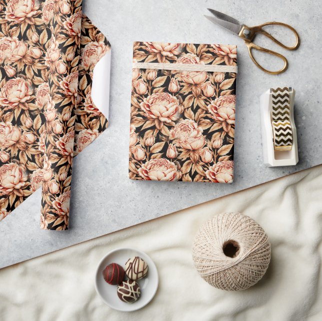 Papel De Regalo Hermosas Flores Doradas (Artesanía)