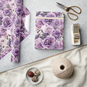 Papel De Regalo Hermosas flores silvestres púrpura