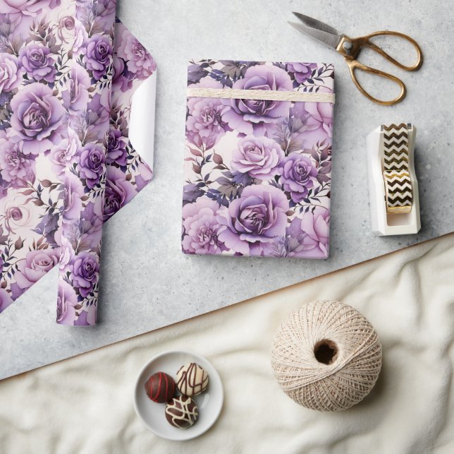 Papel De Regalo Hermosas flores silvestres púrpura (Artesanía)