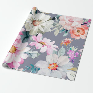 Papel De Regalo Hermosas flores y hojas arte pintado, flor, abdomi