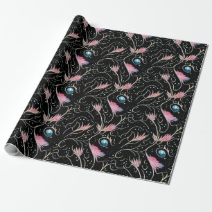 Papel De Regalo Hermosas Flores y Patrón de Swirls